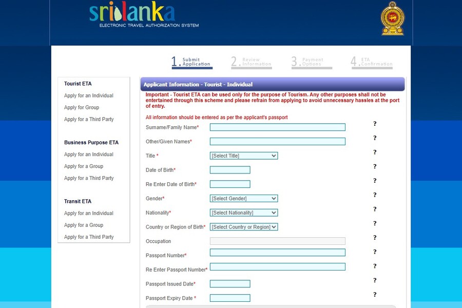 Cách xin visa Sri Lanka online