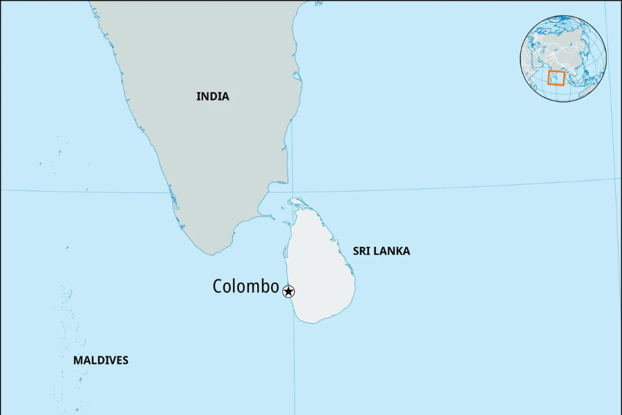 Vị trí Colombo trên bản đồ Sri Lanka