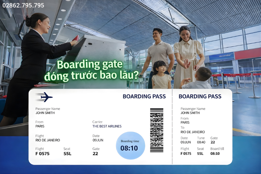 Boarding gate đóng trước bao lâu?