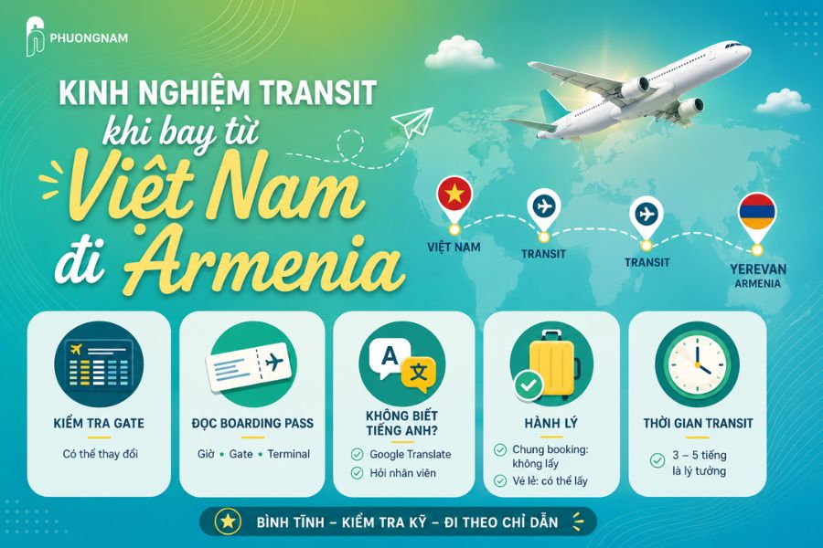 Kinh nghiệm transit khi bay từ Việt Nam đi Armenia cho người mới
