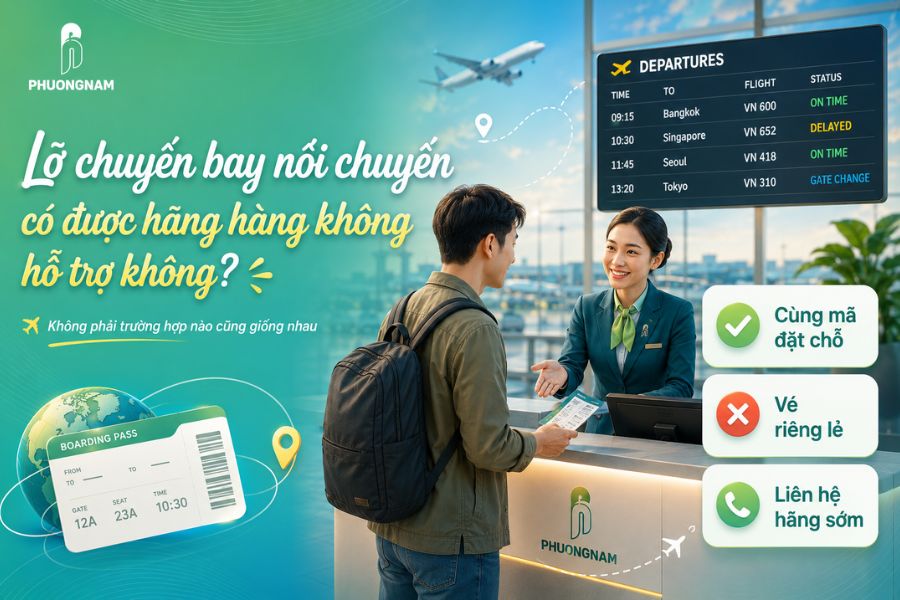 Lỡ chuyến bay nối chuyến có được hãng hàng không hỗ trợ không?