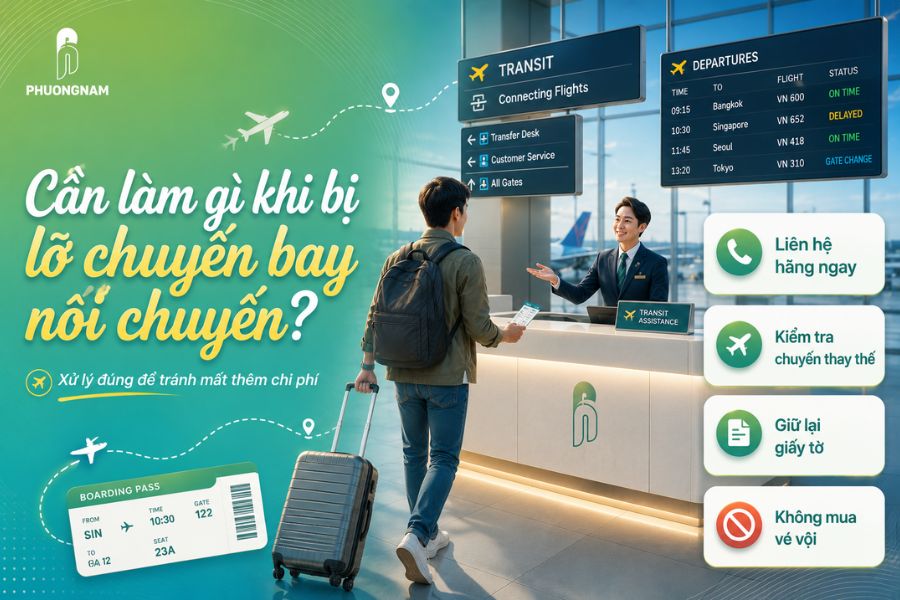 Cần làm gì khi bị lỡ chuyến bay nối chuyến?